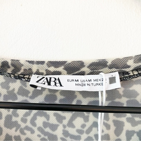 ZARA Leopard Print Tiered Tulle Mini Dress NWT - Picture 10 of 12
